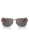 Prada Linea Rossa 57mm Rectangular Sunglasses In Rubber Black