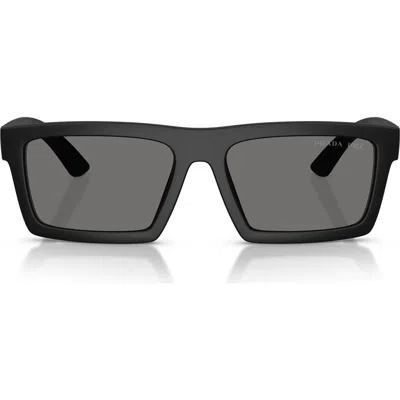 Prada Linea Rossa 58mm Polarized Rectangular Sunglasses In Pattern