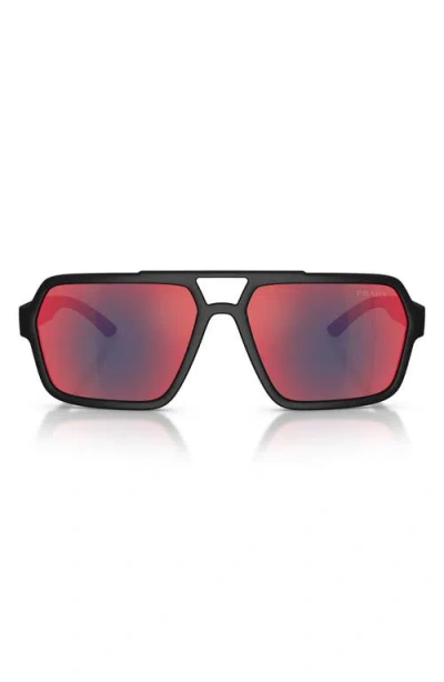 Prada Linea Rossa 59mm Pilot Sunglasses In Burgundy