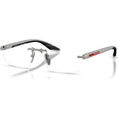 Prada Linea Rossa 59mm Rectangle Optical Glasses In Gray