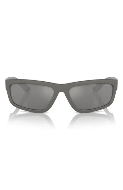 Prada Linea Rossa 59mm Rectangular Sunglasses In Gray