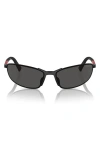 Prada Linea Rossa Matte Black Metal Sunglasses In Matte Black