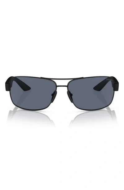 Prada Linea Rossa 65mm Oversized Pillow Sunglasses In Matte Black