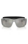 Prada Linea Rossa 85mm Rectangular Sunglasses In Grey Silver