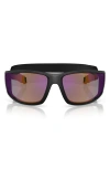 Prada Linea Rossa 85mm Rectangular Sunglasses In Matte Black