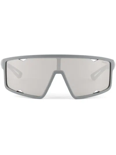Prada Linea Rossa Active Sunglasses In Silver Chromed Lenses