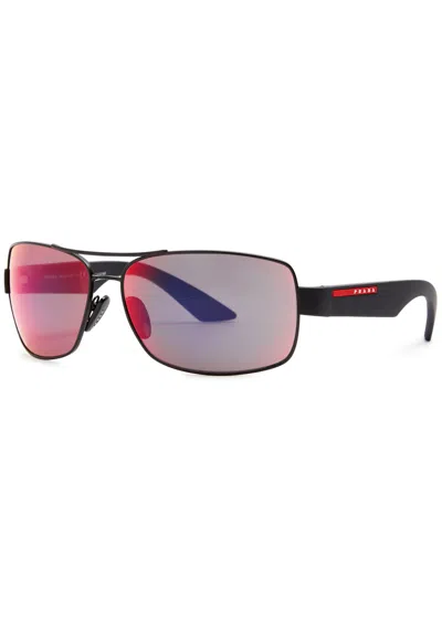 Prada Linea Rossa Aviator-style Sunglasses In Black