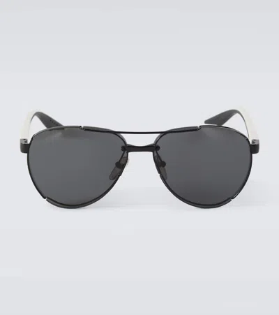 Prada Linea Rossa Aviator Sunglasses In Black