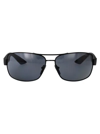 Prada Linea Rossa Black Metal Sunglasses In Blue