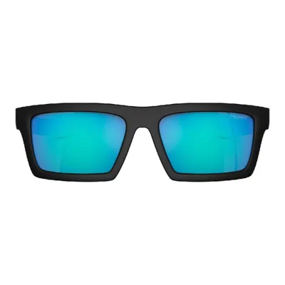 PRADA PRADA LINEA ROSSA BLUE MIRROR RECTANGULAR MEN'S SUNGLASSES PS 02ZSU 1BO08R 55