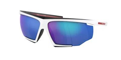 Prada Linea Rossa Blue Mirror Sport Men's Sunglasses Ps 07ys 15k08r 76 In ["white","blue","black"]