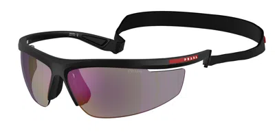 Prada Linea Rossa Blue Mirror Violet Wrap Men's Sunglasses Ps A02s 1bo10j 96 In ["blue","purple","black"]