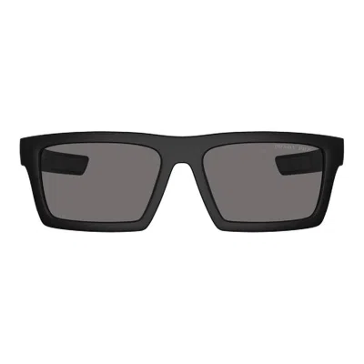 Prada Linea Rossa Dark Grey Polarized Rectangular Men's Sunglasses Ps 02zsu 1bo02g 58 In Brown