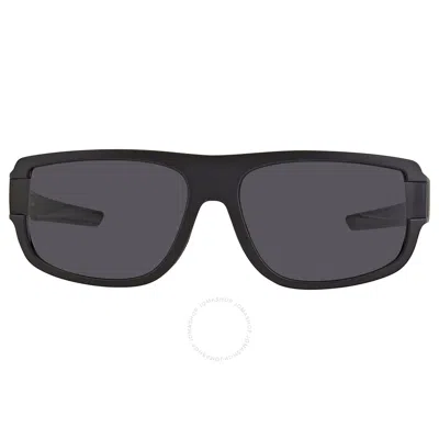 Prada Linea Rossa Dark Grey Rectangular Men's Sunglasses Ps 03ws Dg006f 66 In Black