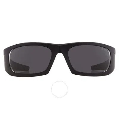 Prada Linea Rossa Dark Grey Wrap Men's Sunglasses Ps 02ys 1bo06f 59 In Black