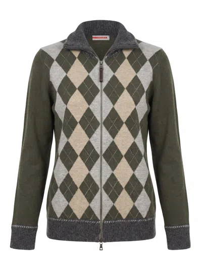 Prada Linea Rossa Full Zip Cardigan In Green