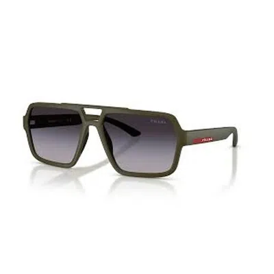 Prada Linea Rossa Grey Gradient Navigator Men's Sunglasses Ps A06s 15x09u 59 In Black