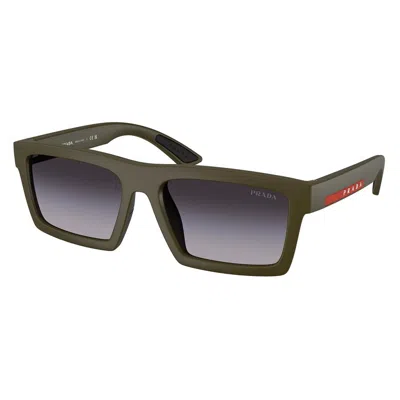 Prada Linea Rossa Grey Gradient Rectangular Men's Sunglasses Ps A07s 15x09u 55 In White