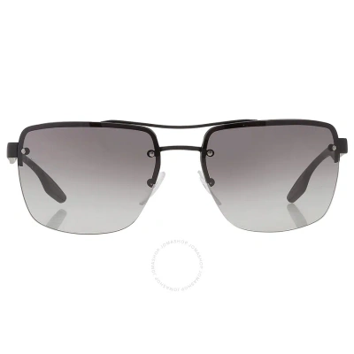 Prada Linea Rossa Grey Gradient Square Men's Sunglasses Ps 60us Dg03m1 62 In Black / Grey