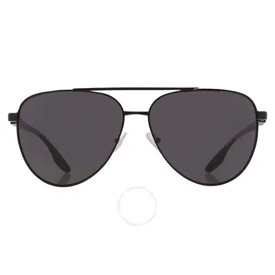 Prada Linea Rossa Grey Pilot Men's Sunglasses Ps 52ws 1bo06f 61 In Black / Grey