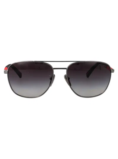 Prada Linea Rossa Gunmetal Steel Sunglasses In Gray