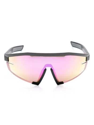 Prada Linea Rossa Impavid Shield-frame Sunglasses In Grey
