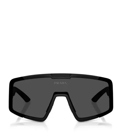 Prada Linea Rossa Irregular Sunglasses In Black