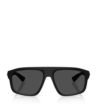 Prada Linea Rossa Irregular Sunglasses In Black