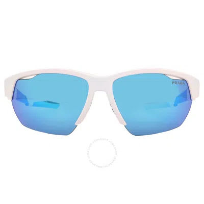 Prada Linea Rossa Light Green Mirror Blue Sport Men's Sunglasses Ps 03ys Aai08r 64 In Blue / Green / White