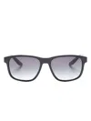Prada Linea Rossa-logo Square Sunglasses In Schwarz
