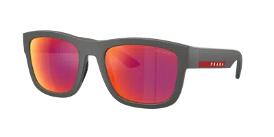 Prada Linea Rossa Ps 01zs 16x02u Grigio Argento Sunglasses In Gray