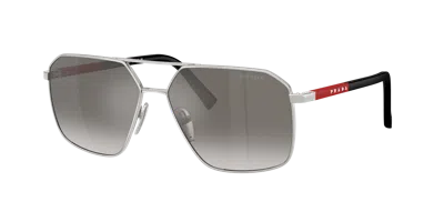 Prada Linea Rossa Man Sunglass Ps A50s In Gradient Grey Mirror Silver