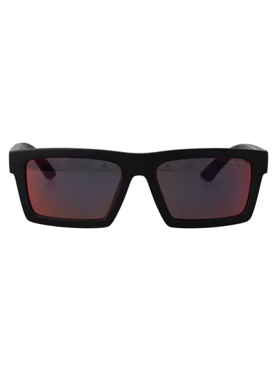 PRADA PRADA LINEA ROSSA MATTE BLACK INJECTATE SUNGLASSES