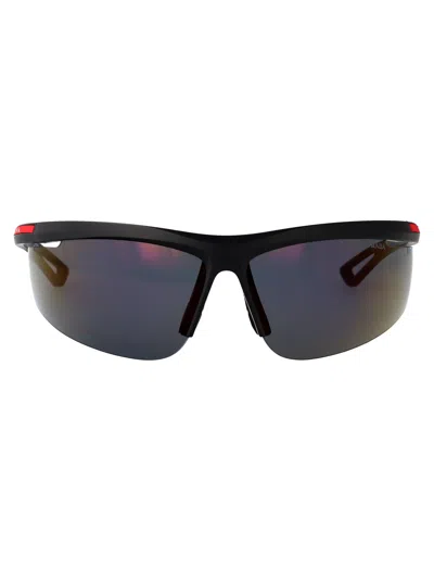 PRADA PRADA LINEA ROSSA MATTE BLACK INJECTATE SUNGLASSES