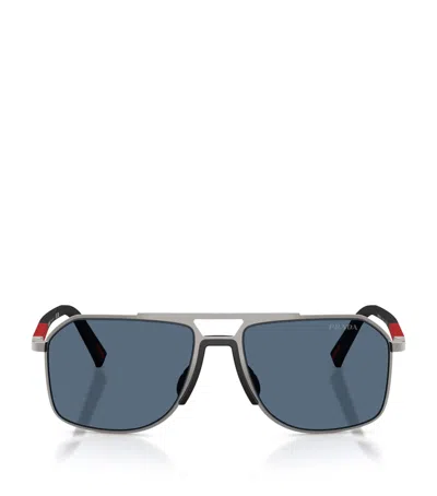 Prada Linea Rossa Metal Pr B51s Pilot Sunglasses In Grey
