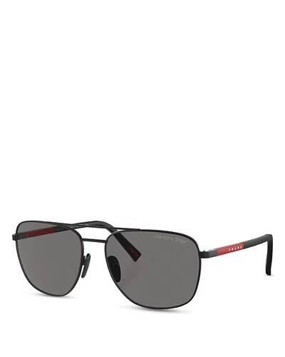 Prada Linea Rossa Oval Sunglasses, 60mm In Black