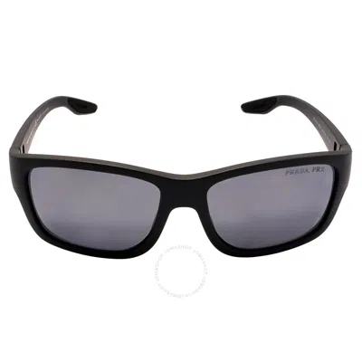 Prada Linea Rossa Polarized Dark Grey Mirror Silver Rectangular Men's Sunglasses Ps 01ws Ufk07h 59