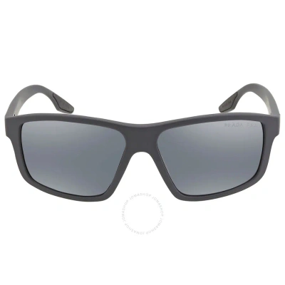 Prada Linea Rossa Polarized Dark Grey Mirror Silver Rectangular Men's Sunglasses Ps 02xs Ufk07h 60 In Dark / Grey / Silver