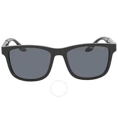 Prada Linea Rossa Polarized Dark Grey Rectangular Men's Sunglasses Ps 04xs Dg002g 54 In Black
