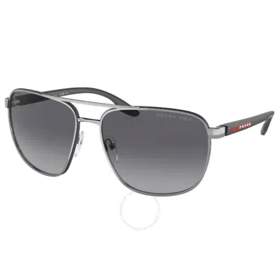 Prada Linea Rossa Polarized Grey Gradient Navigator Men's Sunglasses Ps 50ys 5av06g 62 In Gray