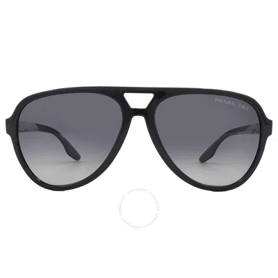 Prada Open Box -  Linea Rossa Polarized Grey Gradient Pilot Men's Sunglasses Ps 06ws 1ab06g 59 In Black / Grey