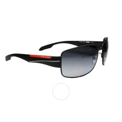 Prada Linea Rossa Polarized Grey Gradient Rectangular Men's Sunglasses Ps 53ns Dg05w1 65 In Black / Grey