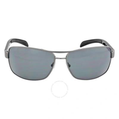 Prada Linea Rossa Polycarbonate Grey Rectangular Men's Sunglasses Ps 54is 5av5z1 65 In Gray / Grey / Gun Metal / Gunmetal