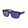 Prada Linea Rossa 53mm Mirrored Pillow Sunglasses In Blue