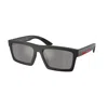 Prada Linea Rossa 55mm Rectangular Sunglasses In Black