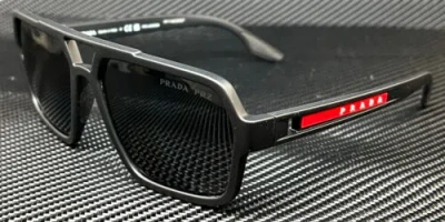 Pre-owned Prada Linea Rossa Ps 01xs Dg002g Black Rubber Polarized Men's 59 Mm Sunglasses In Gray