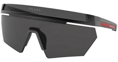 Pre-owned Prada Linea Rossa Ps 01ys 1bo06f Matte Black Dark Grey Lens Shield Sunglasses In Gray