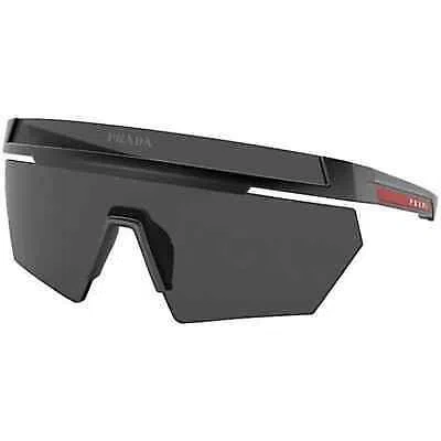 Pre-owned Prada Linea Rossa Ps 01ys 1bo06f Matte Black Dark Grey Lens Shield Sunglasses In Gray