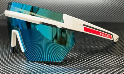 Pre-owned Prada Linea Rossa Ps 01ys Aai08r Matte White Men's 73 Mm Sunglasses In Green
