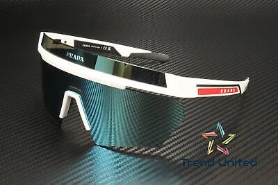Pre-owned Prada Linea Rossa Ps 01ys Aai08r Mt White Lt Green Mir Blue 44 Men's Sunglasses In Light Green Mirror Blue